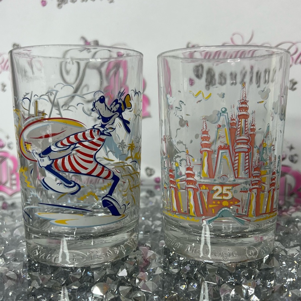 Disney Colorful 25th Anniversary Glass Set cups glasses merch park typhoon